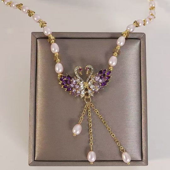 🔥Limited Time Special Price !!🎉Purple Double Swan Pendant Necklace