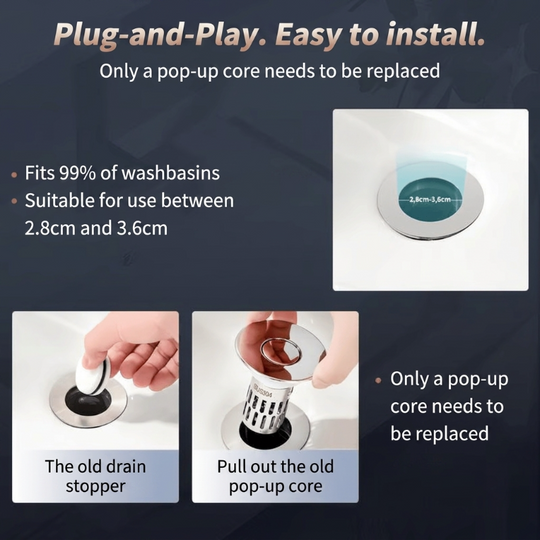 Universal Stainless Steel Pop-Up Sink Drain Strainer