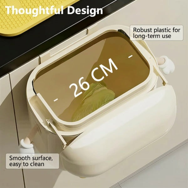 Cute Cartoon Trash Bin – Wall-Mounted Household Storage Container with Lid