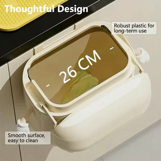 Cute Cartoon Trash Bin – Wall-Mounted Household Storage Container with Lid
