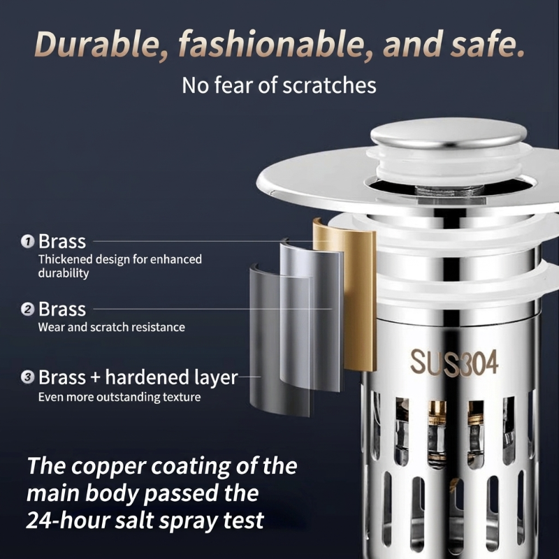 Universal Stainless Steel Pop-Up Sink Drain Strainer