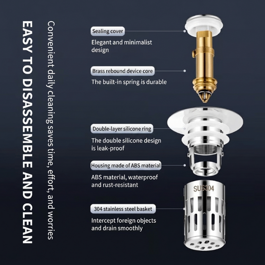 Universal Stainless Steel Pop-Up Sink Drain Strainer