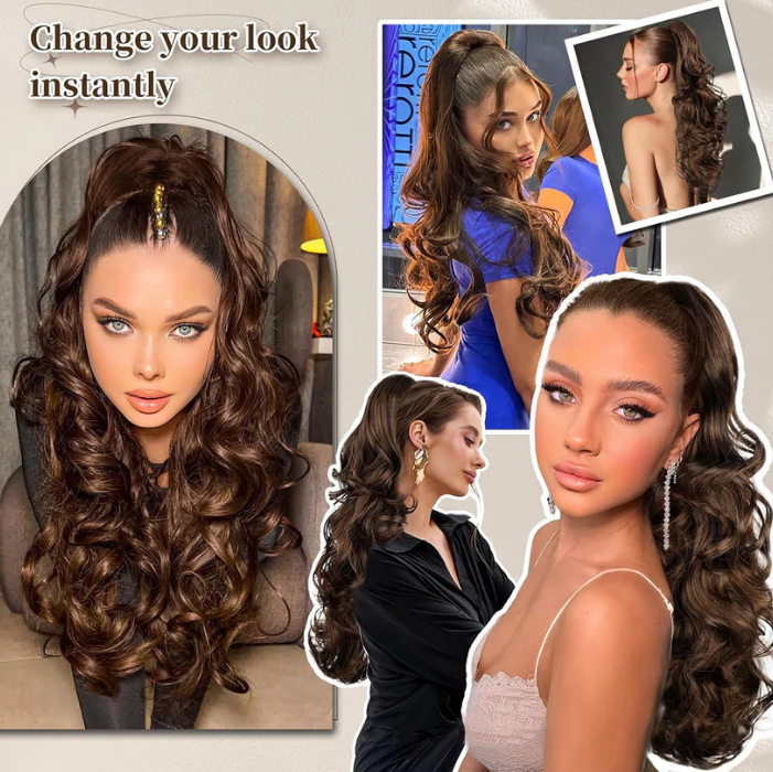 💜Offre à durée limitée : 50 % de réduction💜Extension de queue de cheval ondulée à clip