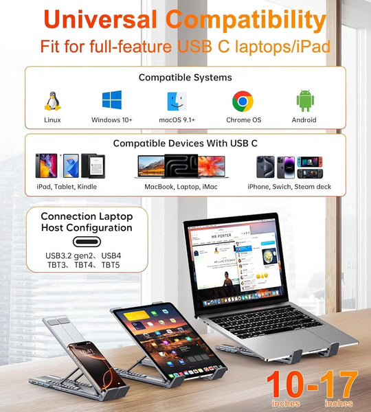 🔥Limited Time Special Price !!✨USB C Laptop Stand with Docking Station