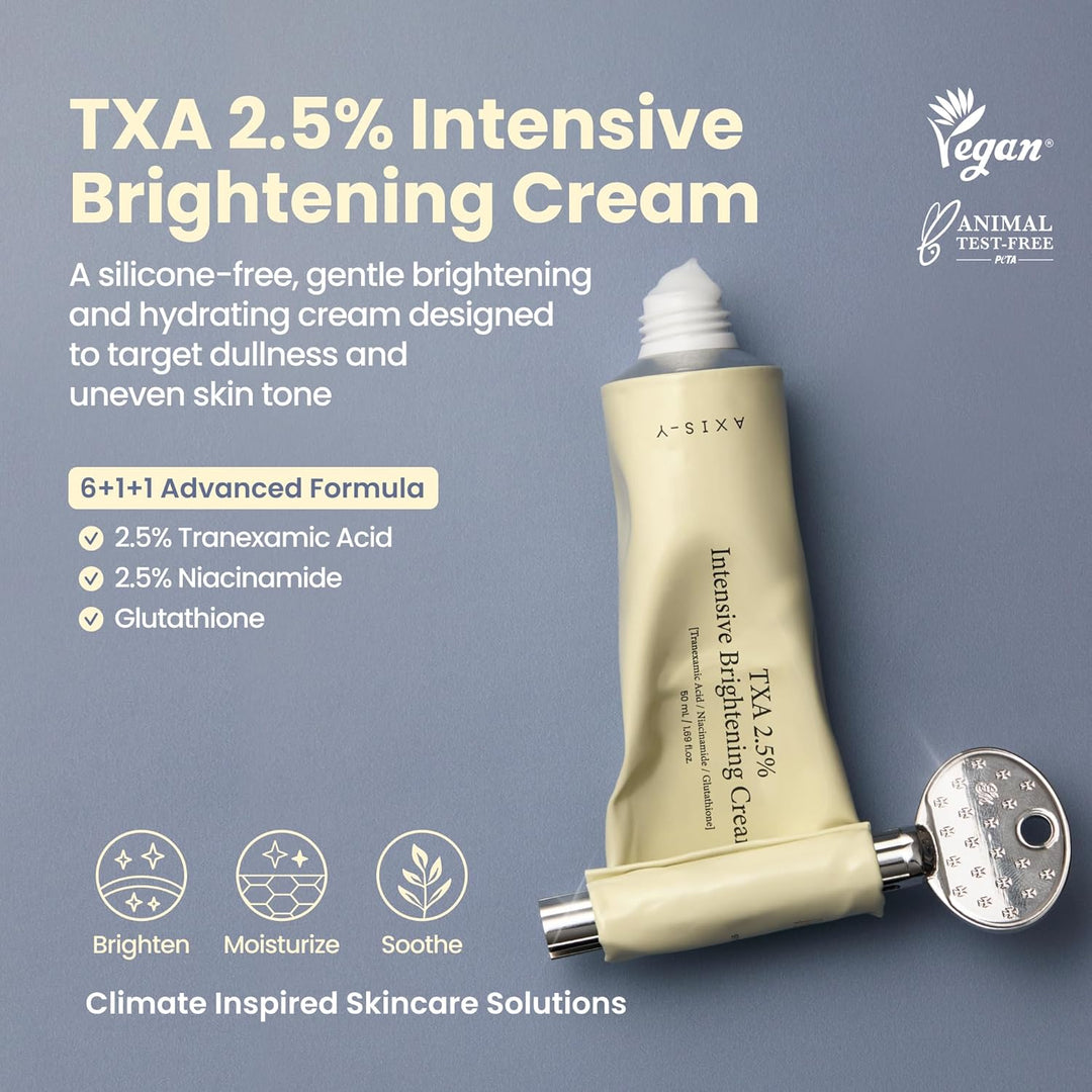 AXIS-Y TXA 2.5% Intensive Brightening Cream – Tranexamic Acid Moisturizer with Niacinamide and Glutathione for Dark Spots and Uneven Skin Tone (1.69 fl oz)