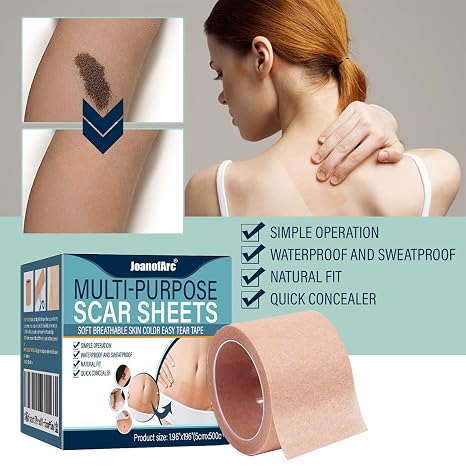 Tattoo cover-up tape, 2" x 16.4' roll; waterproof and sweat-resistant, invisible and breathable; cuttable skin-tone tattoo cover patches and concealers.