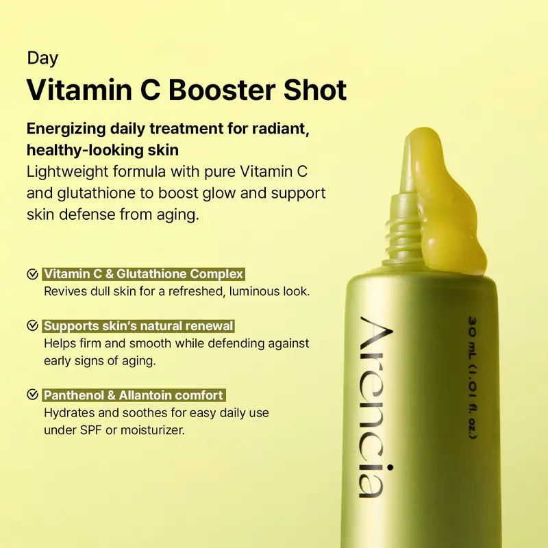 Vitamin C Booster Shot, Pure Vitamin C + Glutathione for Bright, Healthy Skin Glow