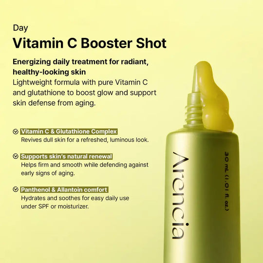 Vitamin C Booster Shot, Pure Vitamin C + Glutathione for Bright, Healthy Skin Glow
