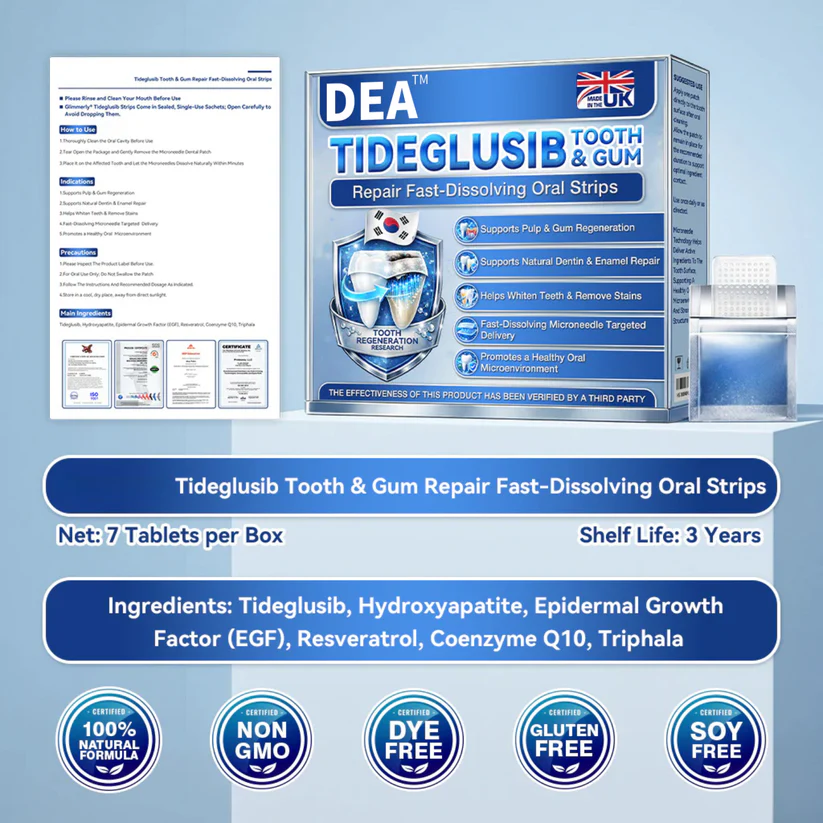 DEA® 🦷 Tideglusib Fast‑Dissolving Tooth & Gum Repair Oral Strips 💥🎉