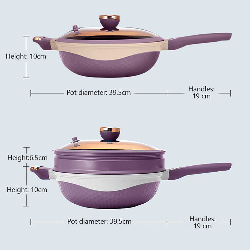 🍳 60 % DE RÉDUCTION + LIVRAISON GRATUITE ! 🔥 Poêle antiadhésive avec panier vapeur - Cuisine saine sans huile, répartition uniforme de la chaleur pour des résultats parfaits à chaque fois 🥦✨