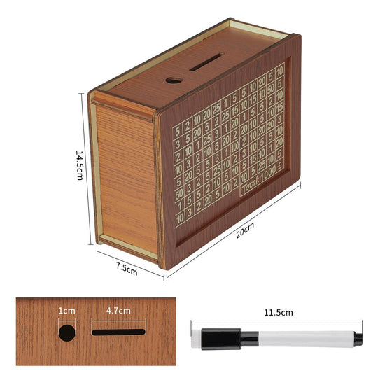 🎁 Hot Sale 70% OFF 🔥Retro Style Wooden Money Box with Counter Piggy Bank Handmade Saving Money Goal Piggy Bank