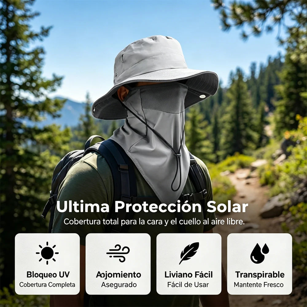 🧢🎣 Breathable Bucket Hat with Detachable Face Cover – UPF 50+ Protection, Lightweight and Ideal for Outdoor Activities 🛡️