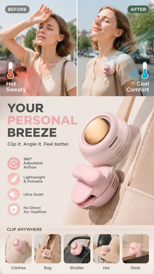 ⏳Summer Hot Sale💞50K+ SOLD!💨2-in-1 Wearable Fan – Instantly Cools You by Up to 10°C | 24H Quiet Hands-Free Airflow🌀🌿