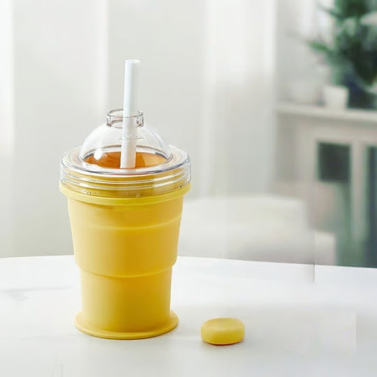 🔥NEW HOT SELLING🔥 2-in-1 Collapsible Silicone Ice Ball Maker Cup & Reusable Ice Sphere Mold with Straw Lid