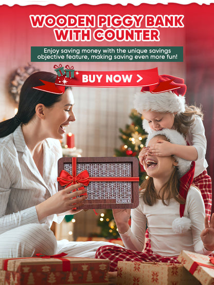 🎁 Hot Sale 70% OFF 🔥Retro Style Wooden Money Box with Counter Piggy Bank Handmade Saving Money Goal Piggy Bank