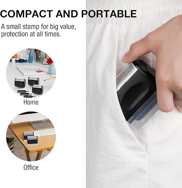 Privacy Protection Security Roller Stamp — Address & Billing Info Blocker, Home & Office Mailing Essentials