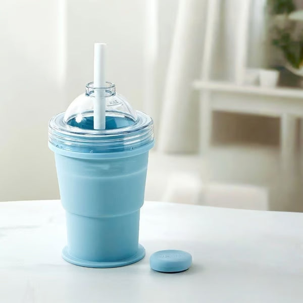 🔥NEW HOT SELLING🔥 2-in-1 Collapsible Silicone Ice Ball Maker Cup & Reusable Ice Sphere Mold with Straw Lid