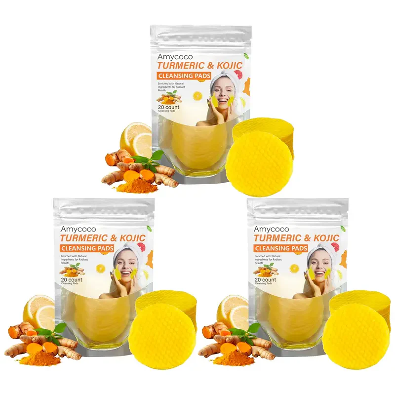 Turmeric & Kojic Acid Cleansing Pads, Gentle Deep Clean Soft Texture Facial Skincare Pads🍯