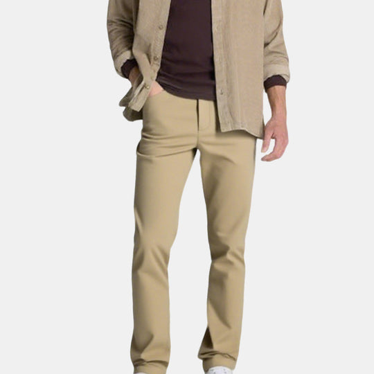 👖Men’s Casual Slim-Fit Solid Color Pants+Belt