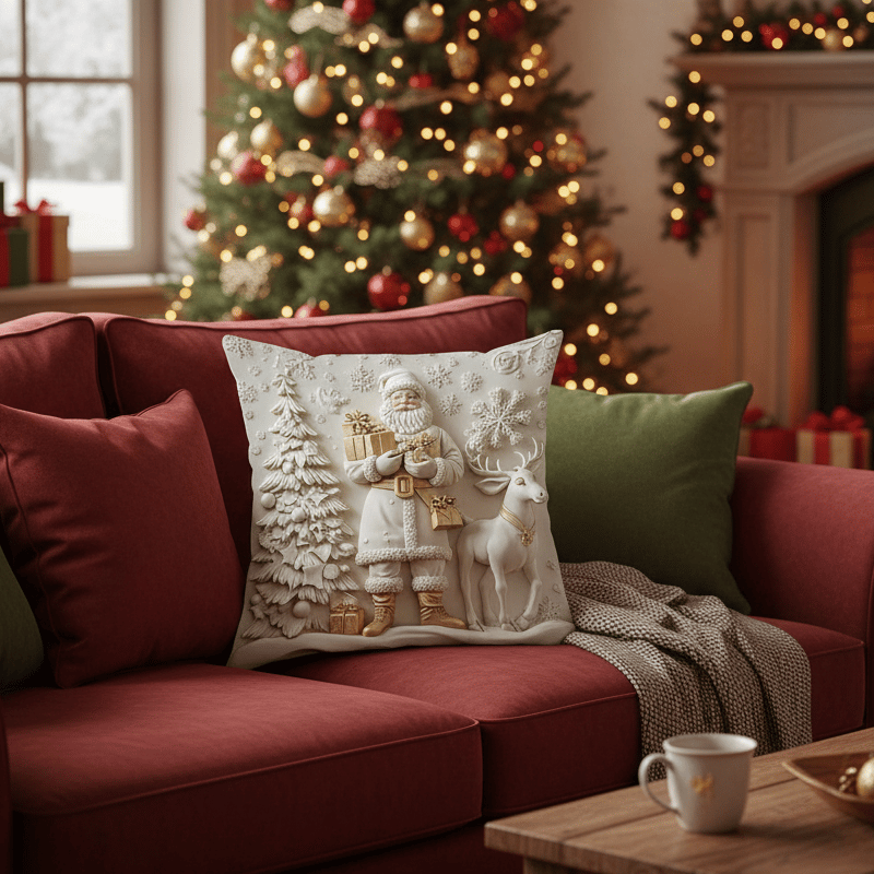 🎄Χριστουγεννιάτικο μαξιλάρι με τρισδιάστατη εκτύπωση✨