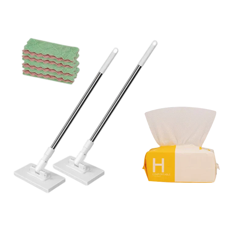 🏆#1 Best Seller ⏰💕🌟Flat Mop with Stainless Steel Handle, come with Reusable Washable Mop Cloths