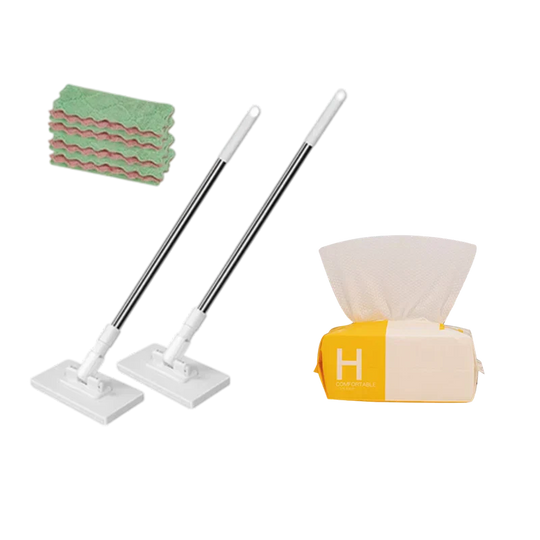 🏆#1 Best Seller ⏰💕🌟Flat Mop with Stainless Steel Handle, come with Reusable Washable Mop Cloths