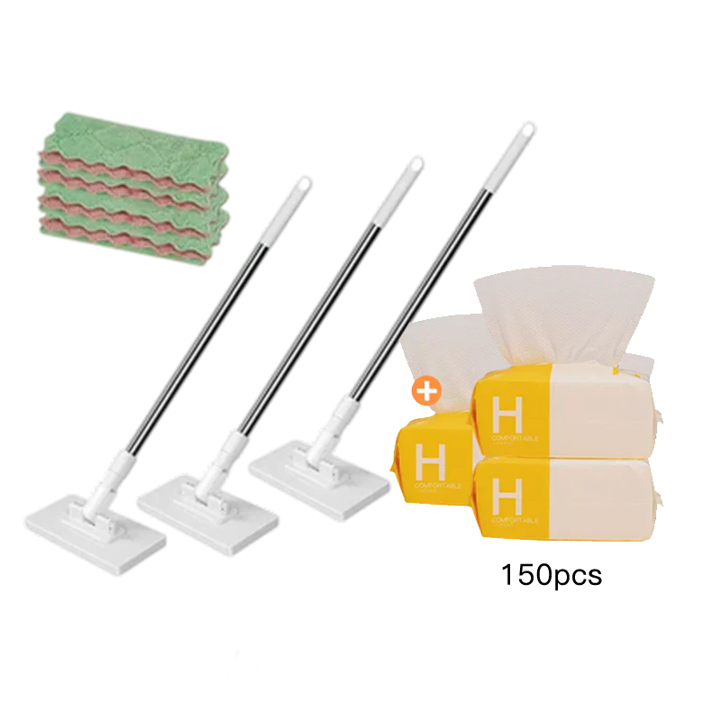 🏆#1 Best Seller ⏰💕🌟Flat Mop with Stainless Steel Handle, come with Reusable Washable Mop Cloths