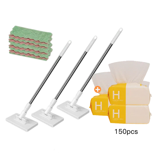 🏆#1 Best Seller ⏰💕🌟Flat Mop with Stainless Steel Handle, come with Reusable Washable Mop Cloths