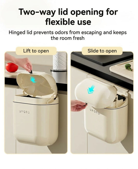 Cute Cartoon Trash Bin – Wall-Mounted Household Storage Container with Lid