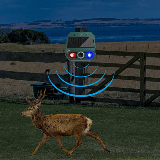 ⏳Limited Time Special Price⏰Solar Powered Animal Repeller – Ultrasonic + flashing light. Weatherproof, 24/7 protection. Keep pests away naturally. 🏡💚