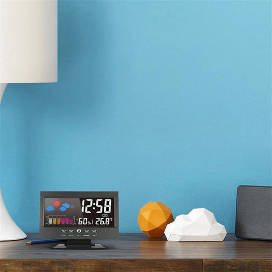 🌡️  ✨ Station météo numérique LED - Température &  Moniteur d'humidité avec affichage des prévisions &  Réveil de table 📊⏰