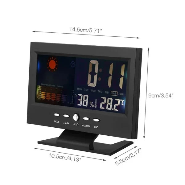 🌡️  ✨ Station météo numérique LED - Température &  Moniteur d'humidité avec affichage des prévisions &  Réveil de table 📊⏰