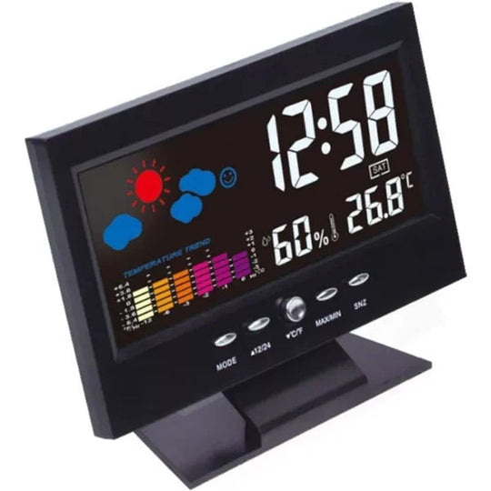 🌡️  ✨ Station météo numérique LED - Température &  Moniteur d'humidité avec affichage des prévisions &  Réveil de table 📊⏰