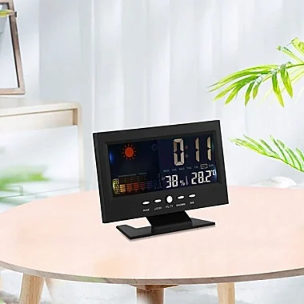 🌡️  ✨ Station météo numérique LED - Température &  Moniteur d'humidité avec affichage des prévisions &  Réveil de table 📊⏰