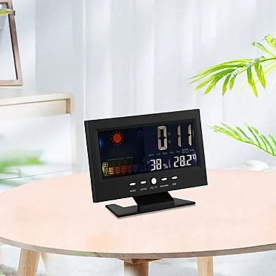 🌡️  ✨ Station météo numérique LED - Température &  Moniteur d'humidité avec affichage des prévisions &  Réveil de table 📊⏰