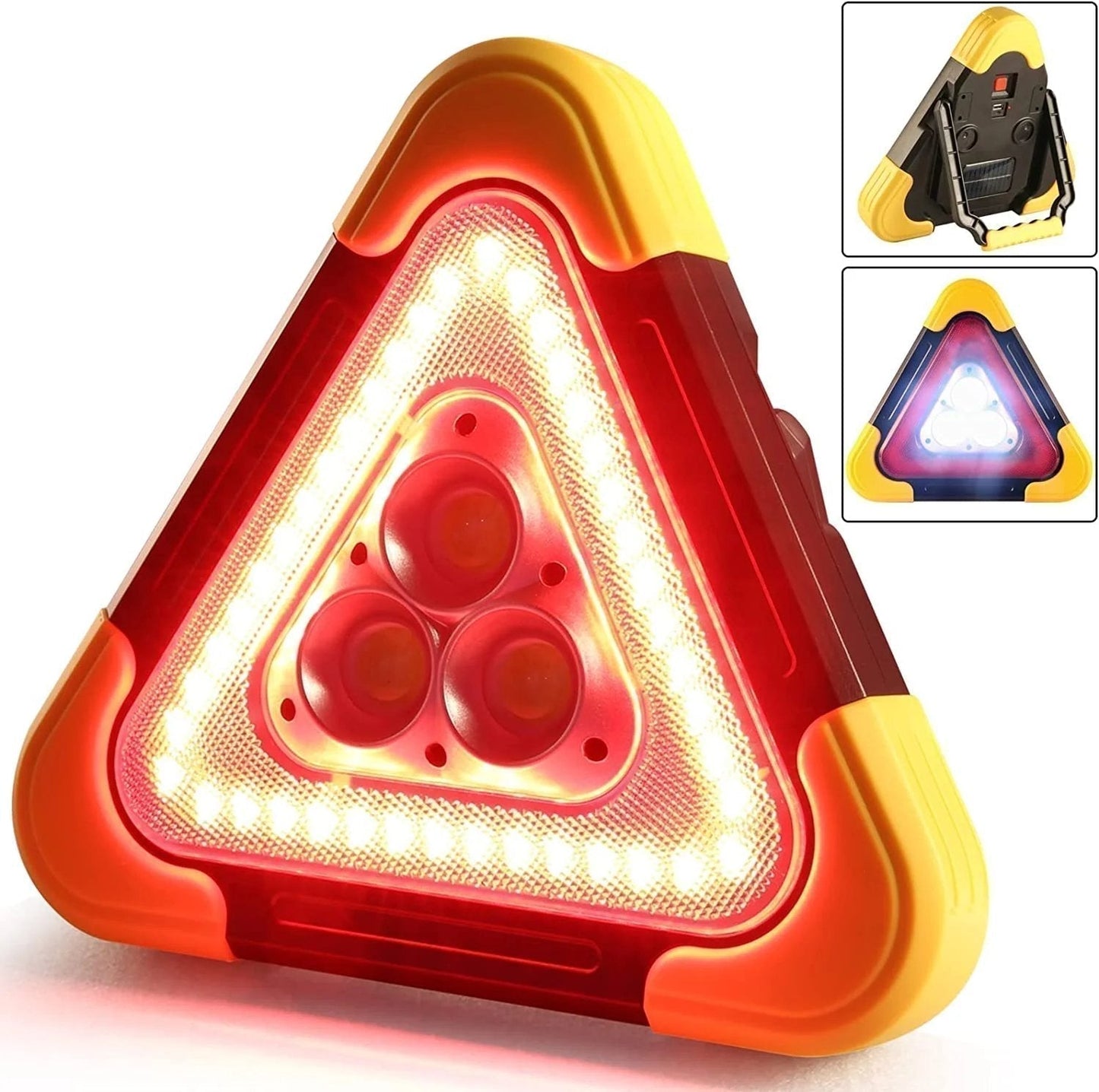 Triangle d'avertissement solaire d'urgence 3 en 1 au bord de la route