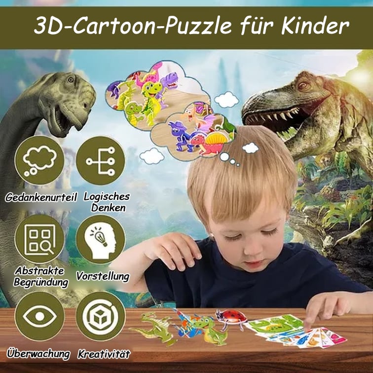 🧩 VÁNOČNÍ NABÍDKA 50% SLEVA! ✨ Erzieherisches 3D-Cartoon-Puzzle - 57-teilig mit leuchtenden Farben für kreatives Lernen bei Kindern 🎨👧