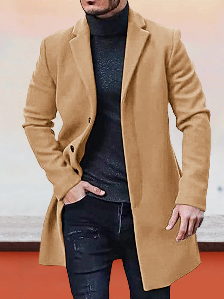 ⏳Limited-time 50% off⏰Men's Classic Single Row Buckle Solid Color Jacket - Timeless Daily Essential🧥
