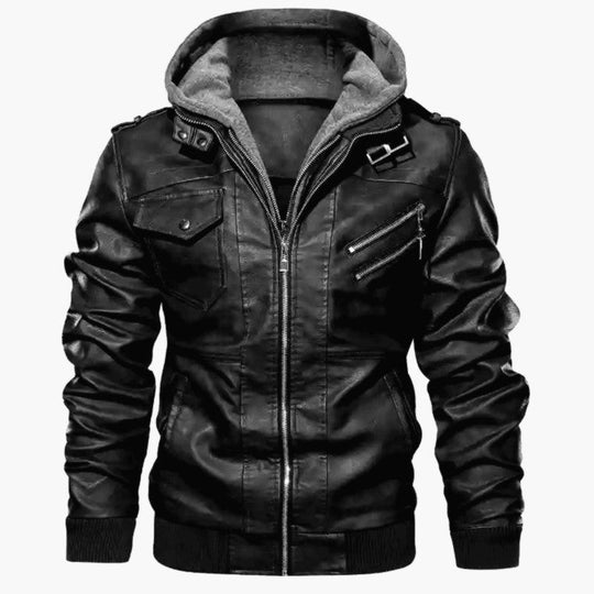 ❄️Zimné špeciály❄️50% ZĽAVA 💫Pánska bunda s kapucňou na zips z PU kože