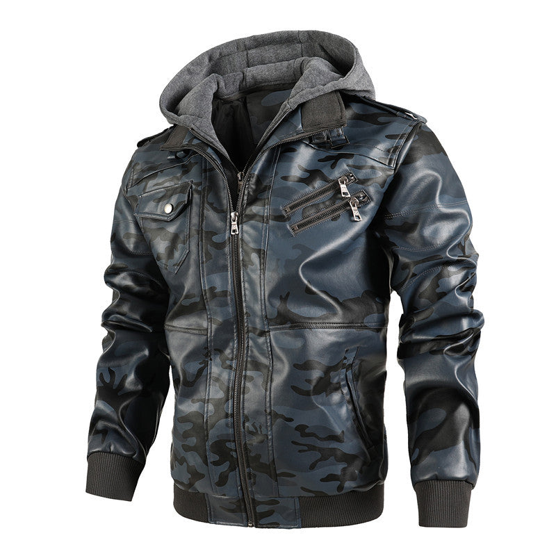 ❄️Zimné špeciály❄️50% ZĽAVA 💫Pánska bunda s kapucňou na zips z PU kože