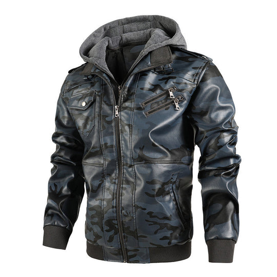 ❄️Zimné špeciály❄️50% ZĽAVA 💫Pánska bunda s kapucňou na zips z PU kože