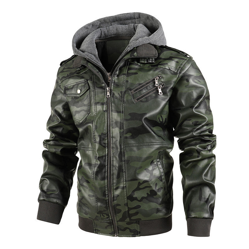 ❄️Zimné špeciály❄️50% ZĽAVA 💫Pánska bunda s kapucňou na zips z PU kože