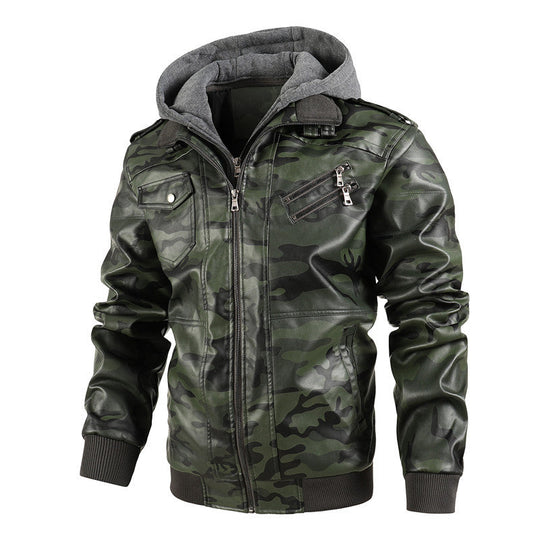 ❄️Zimné špeciály❄️50% ZĽAVA 💫Pánska bunda s kapucňou na zips z PU kože