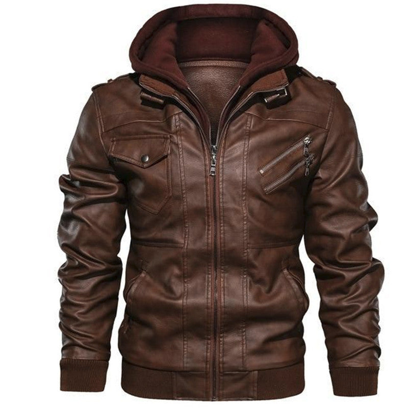 ❄️Zimné špeciály❄️50% ZĽAVA 💫Pánska bunda s kapucňou na zips z PU kože