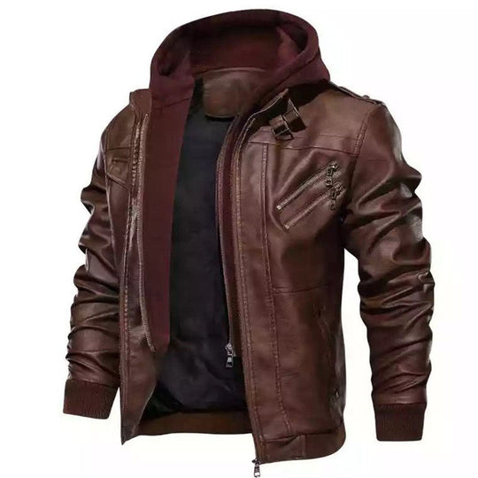 ❄️Zimné špeciály❄️50% ZĽAVA 💫Pánska bunda s kapucňou na zips z PU kože