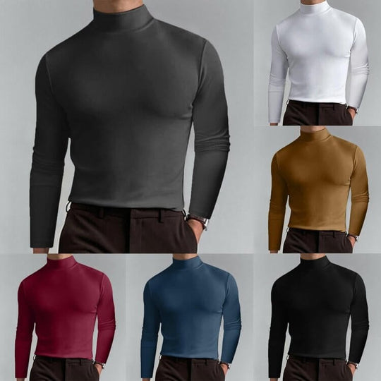 🔥Ultimate Comfort Men's High Neck T-Shirt – Stretch, Breathable, Slim Fit for Gym & Everyday Wear!