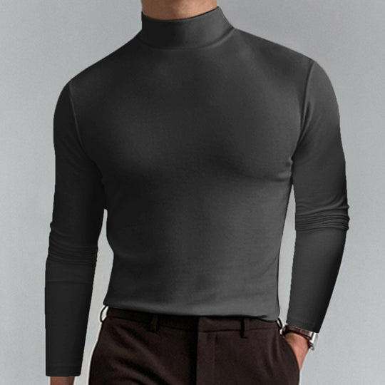 🔥Ultimate Comfort Men's High Neck T-Shirt – Stretch, Breathable, Slim Fit for Gym & Everyday Wear!