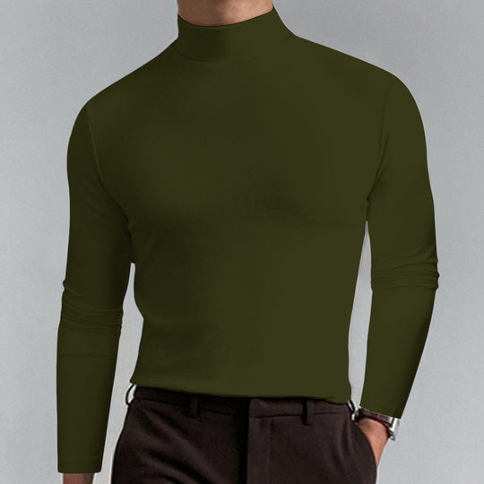 🔥Ultimate Comfort Men's High Neck T-Shirt – Stretch, Breathable, Slim Fit for Gym & Everyday Wear!