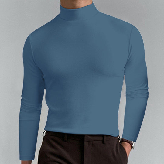 🔥Ultimate Comfort Men's High Neck T-Shirt – Stretch, Breathable, Slim Fit for Gym & Everyday Wear!