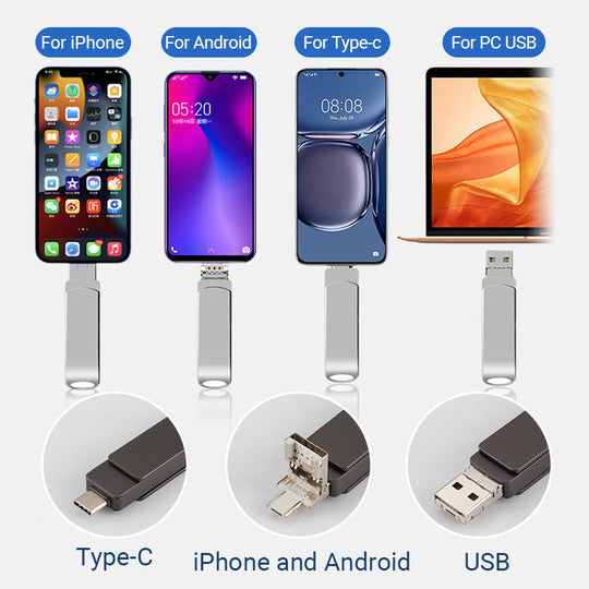 Clé USB multi-interface 4-en-1 (téléphone/PC)